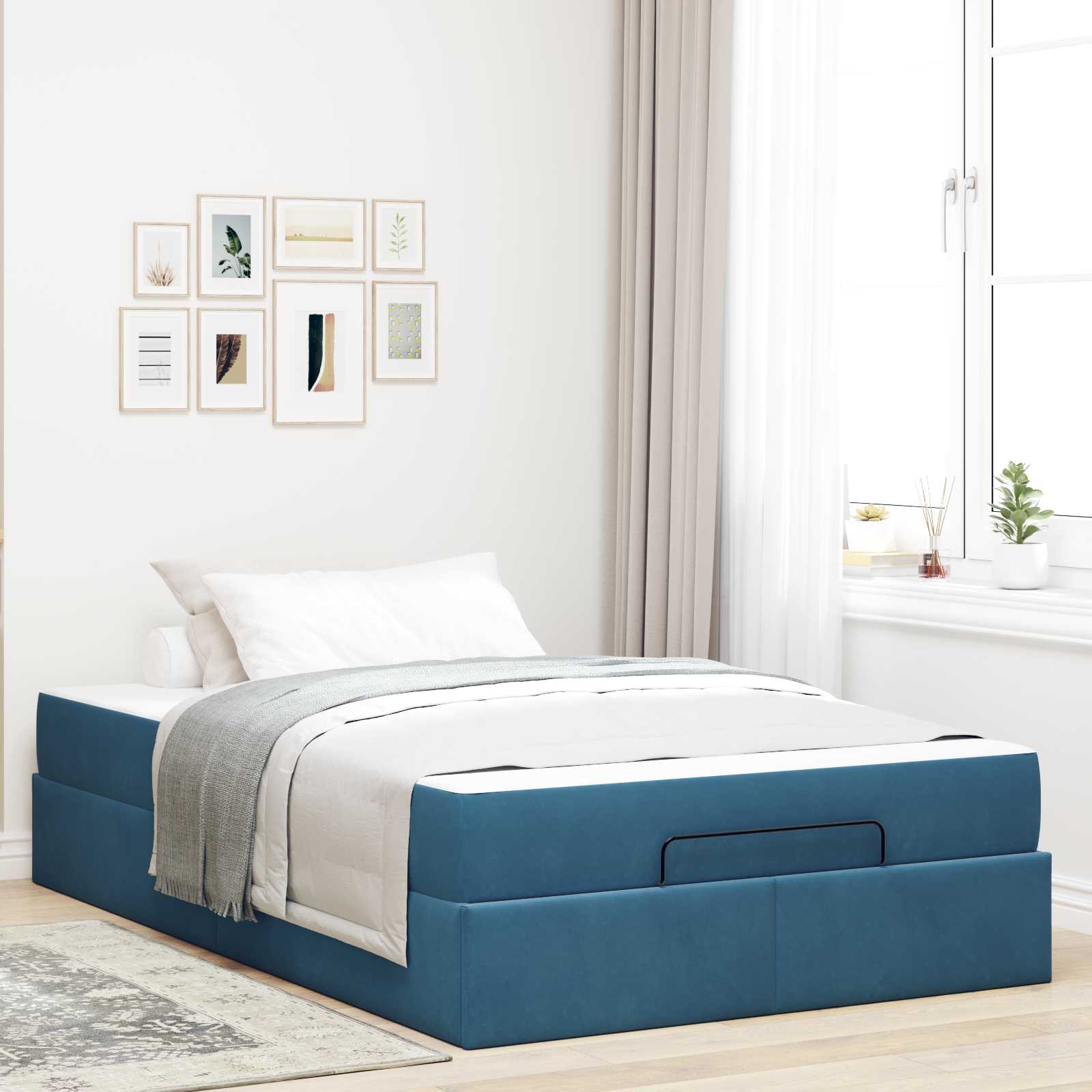 Bed frame with mattress 2 pcs Blue Velvet