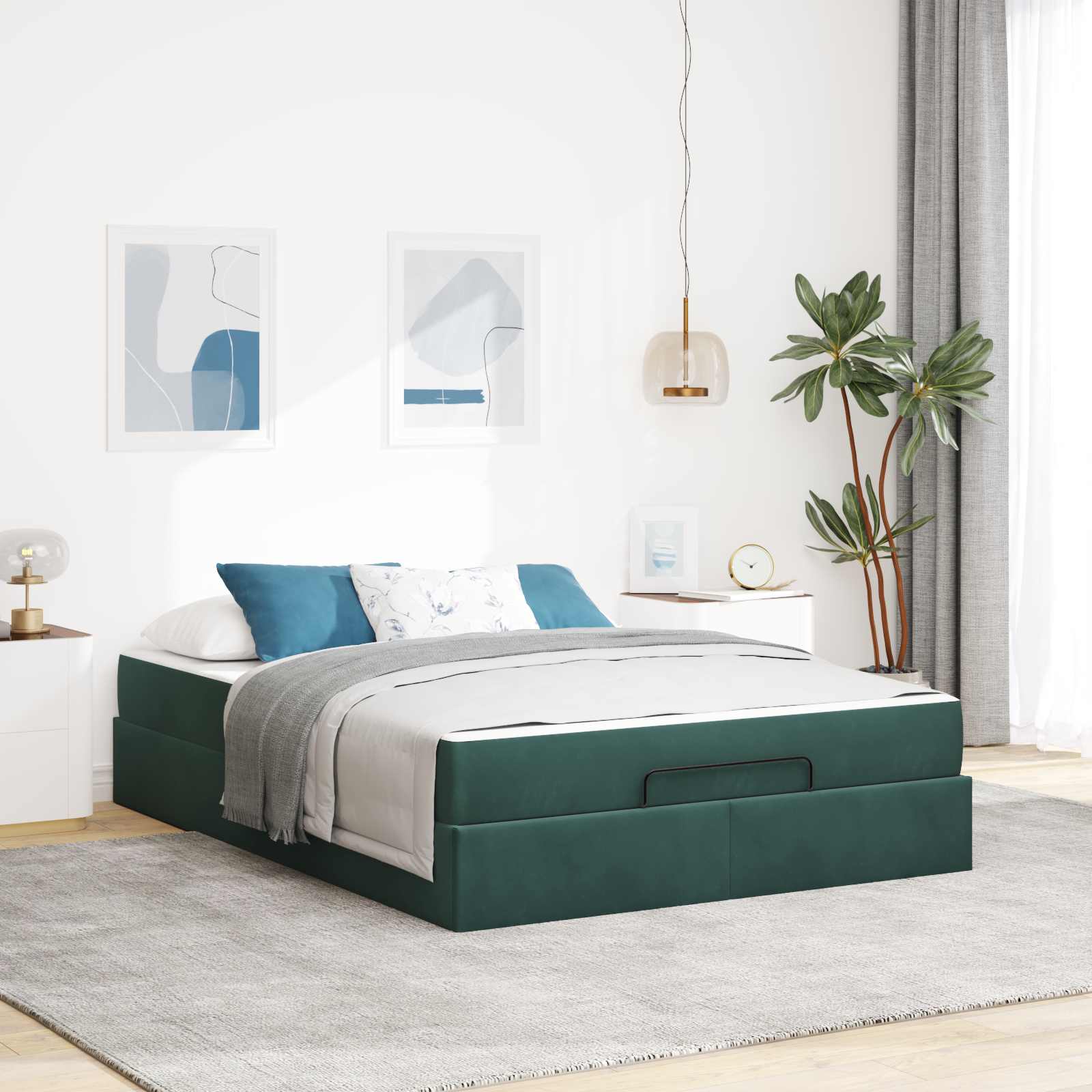 Estructura de cama con colchón 2 pcs Verde Terciopelo