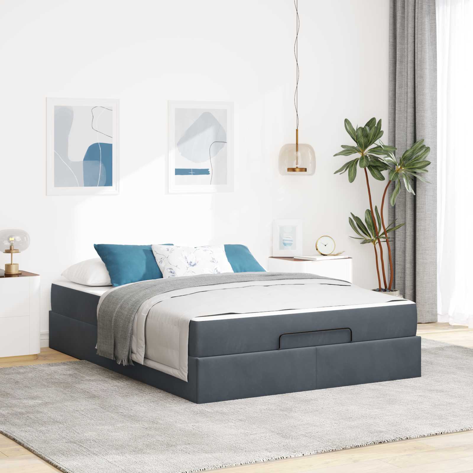 Estructura de cama con colchón 2 pcs Gris Tenue Terciopelo