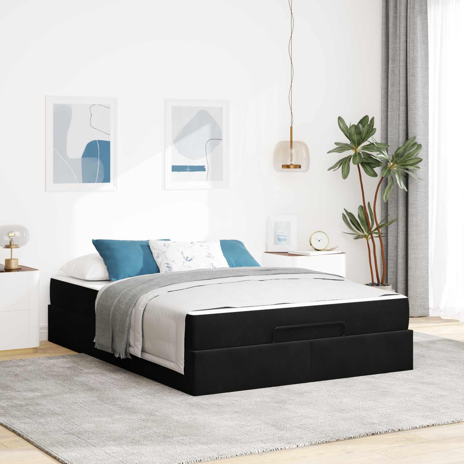 Estructura de cama con colchón 2 pcs Negro Terciopelo