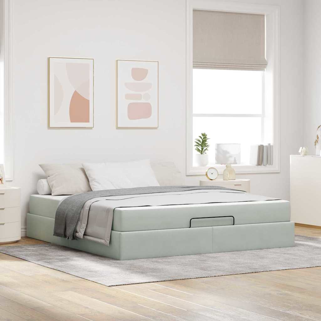 Estructura de cama con colchón 2 pcs Gris claro Terciopelo