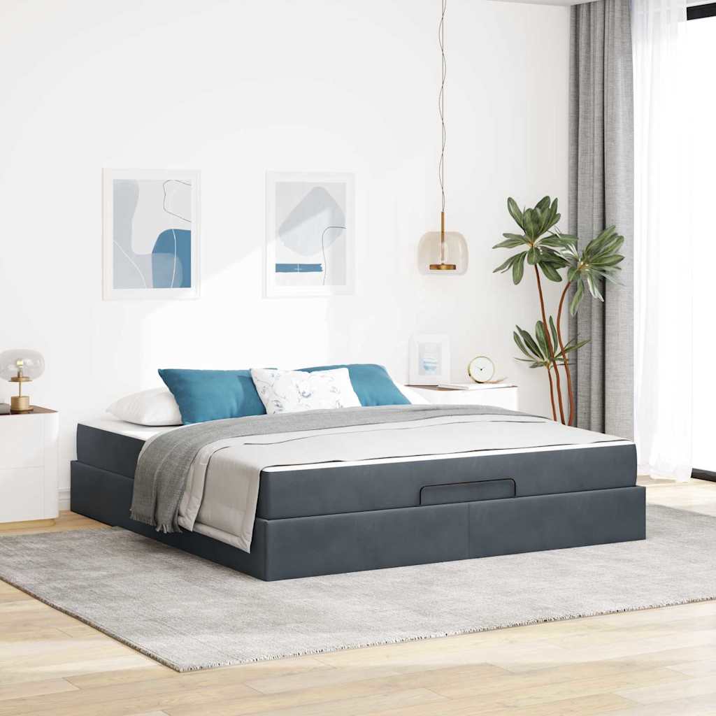 Estructura de cama con colchón 2 pcs Gris Tenue Terciopelo