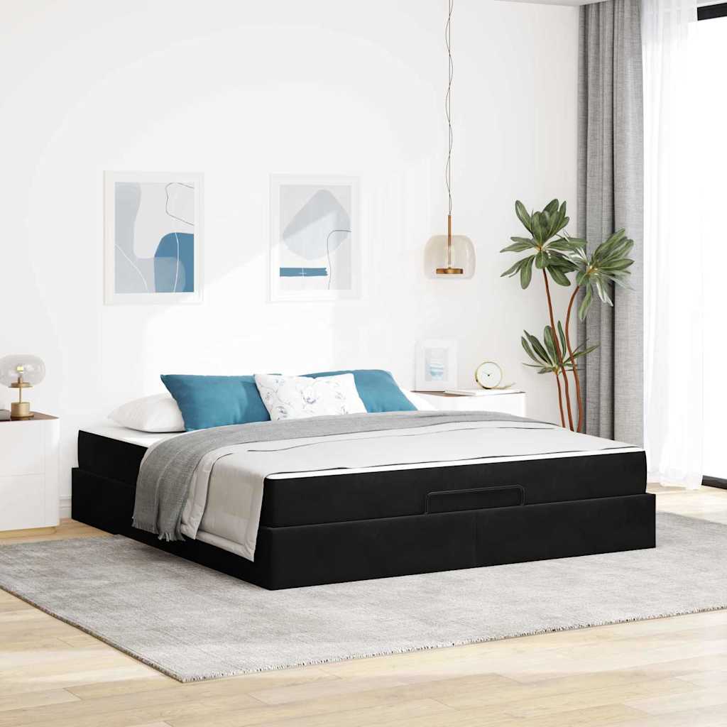 Estructura de cama con colchón 2 pcs Negro Terciopelo