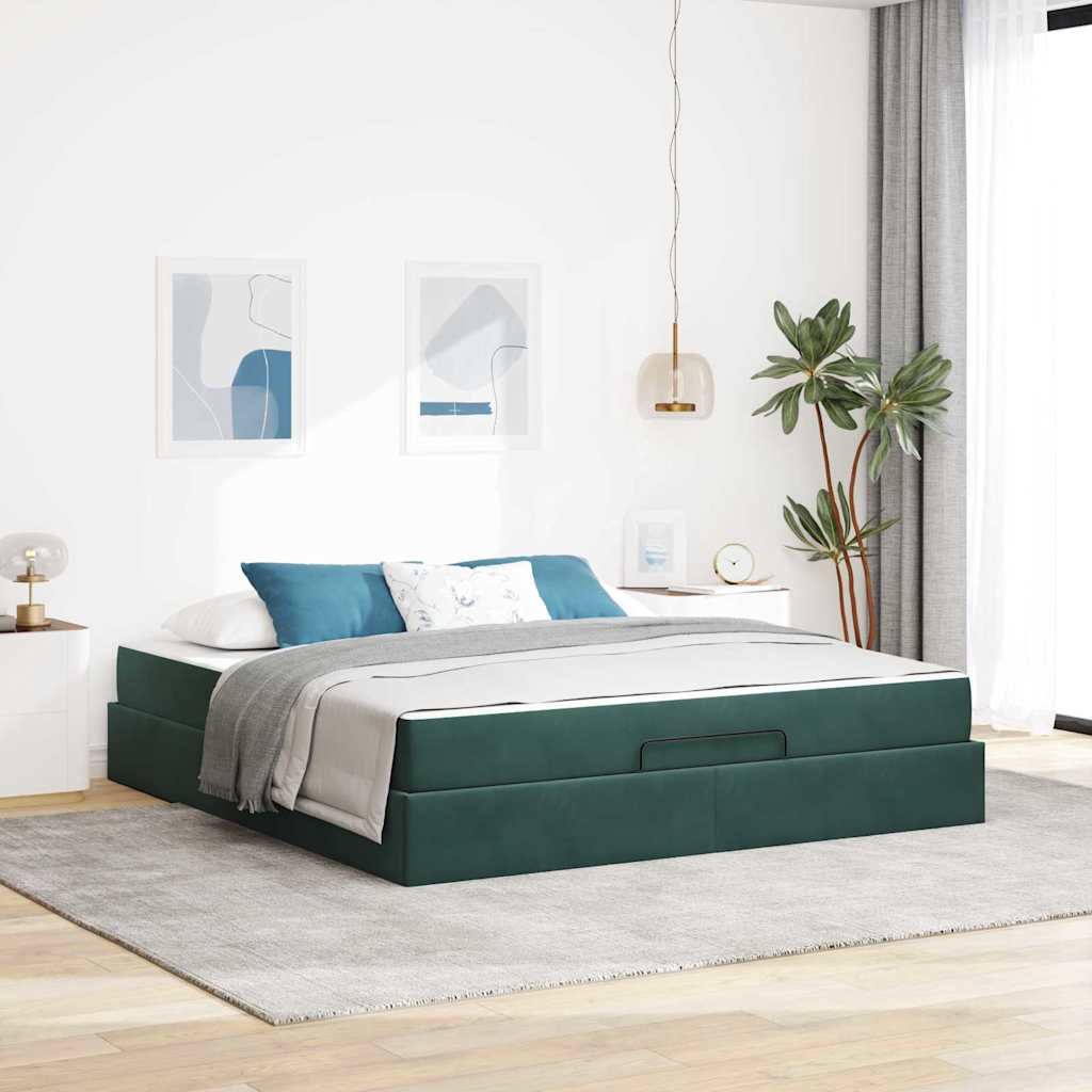 Estructura de cama con colchón 2 pcs Verde Terciopelo