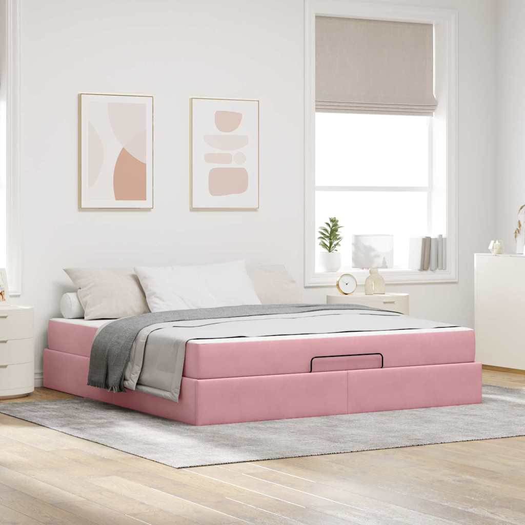 Estructura de cama con colchón 2 pcs Negro Terciopelo