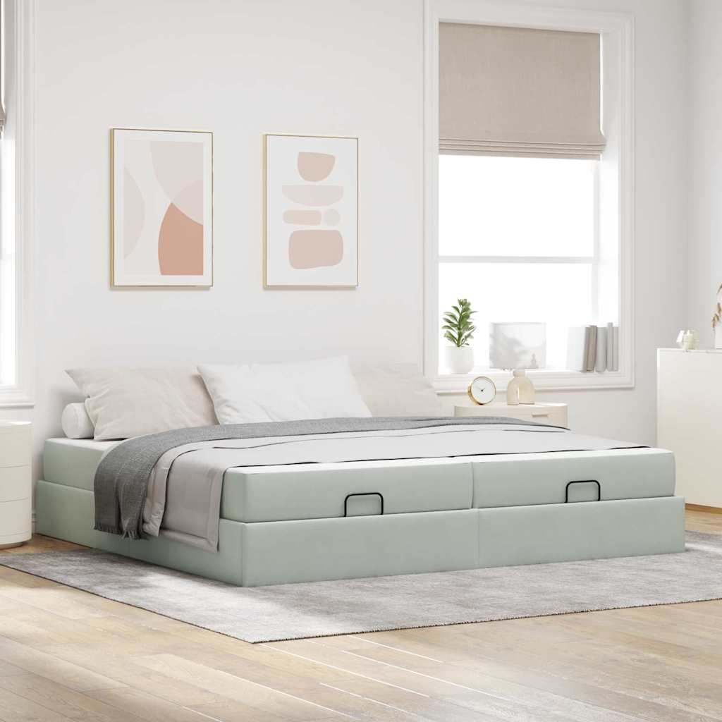 Estructura de cama con colchón 2 pcs Gris claro Terciopelo