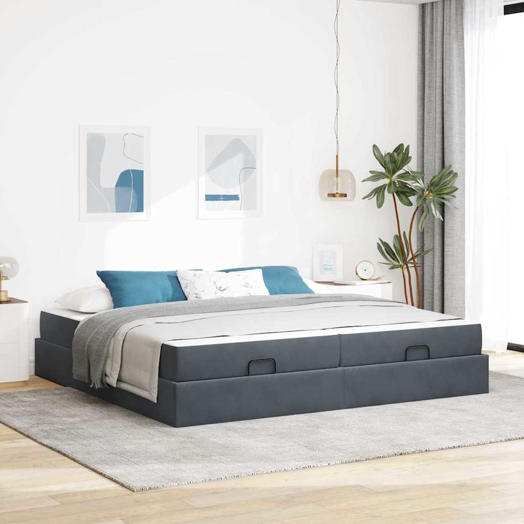 Estructura de cama con colchón 2 pcs Gris Tenue Terciopelo