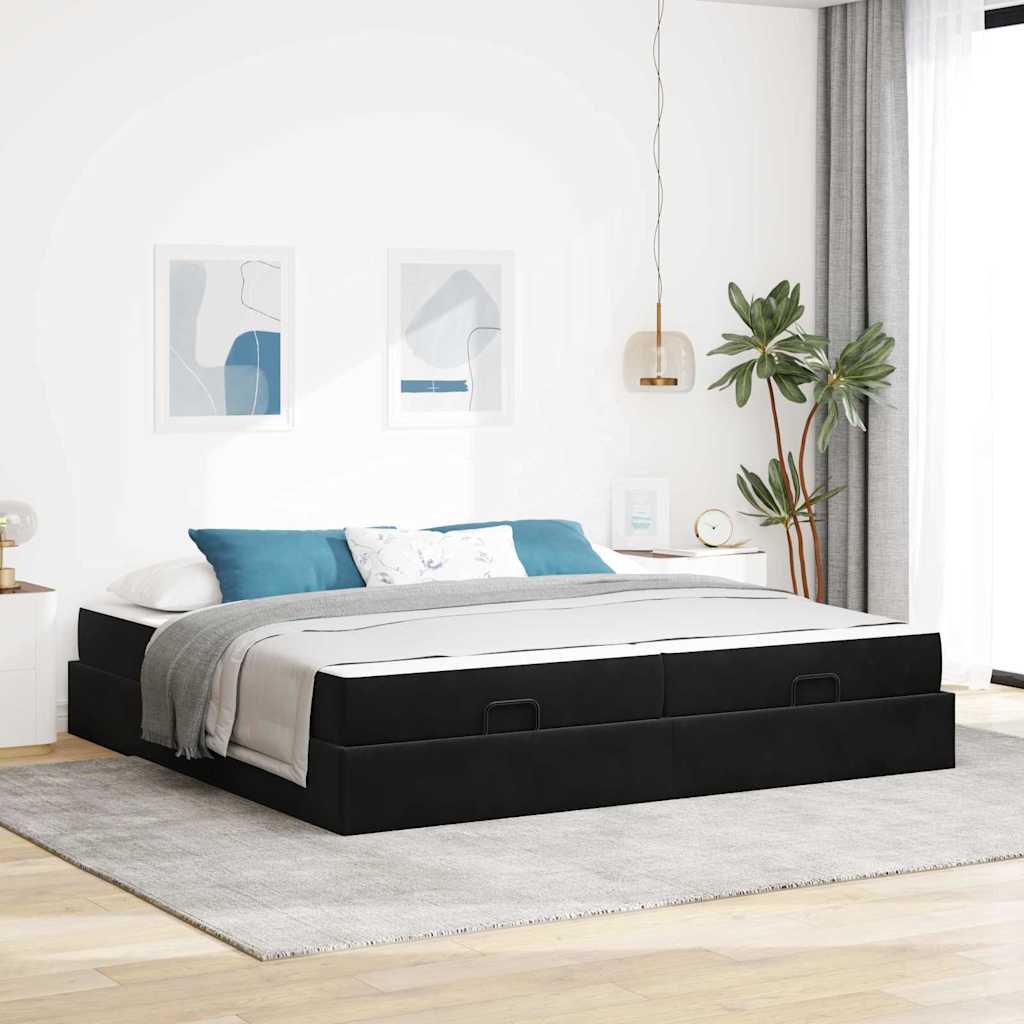 Estructura de cama con colchón 2 pcs Negro Terciopelo