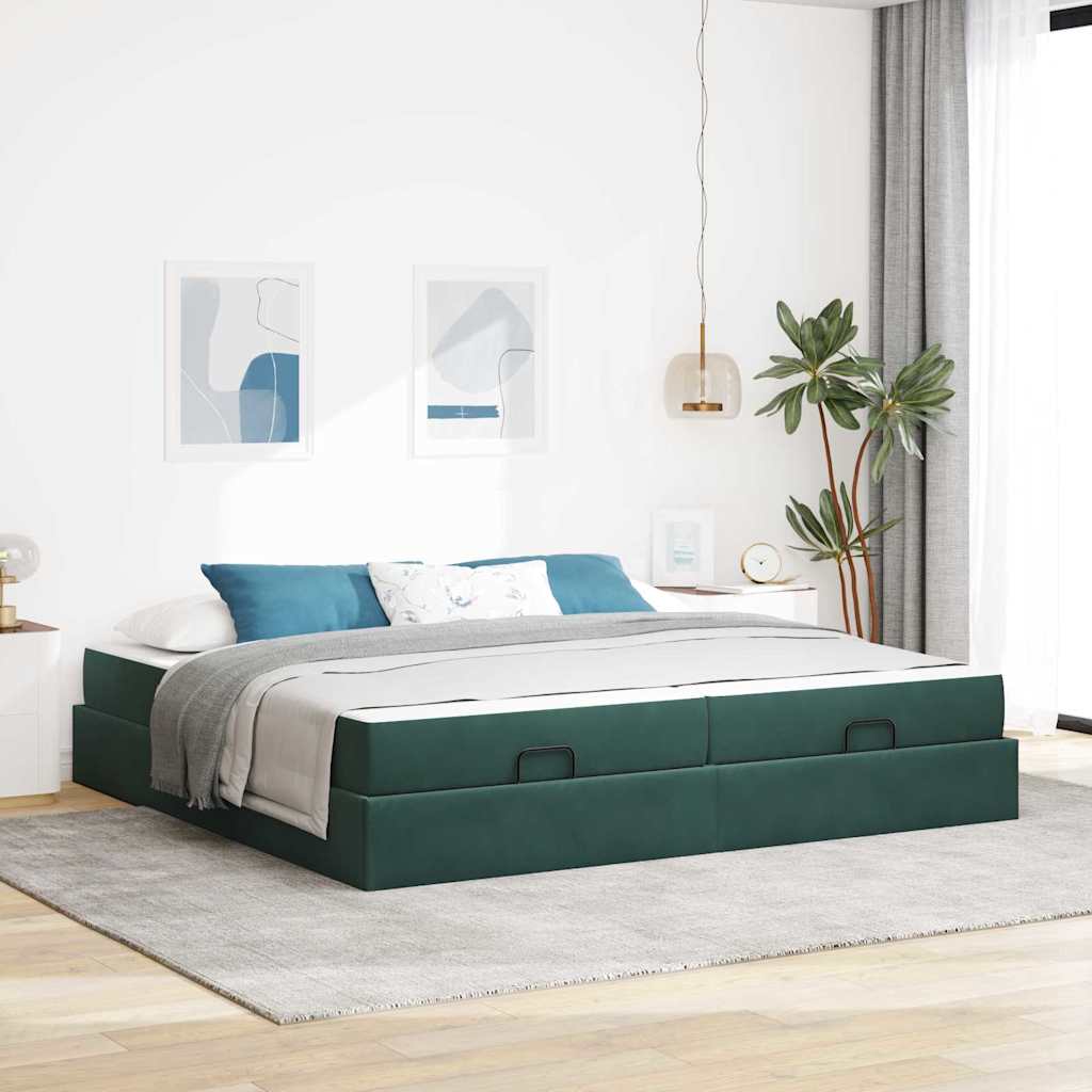 Estructura de cama con colchón 2 pcs Verde Terciopelo