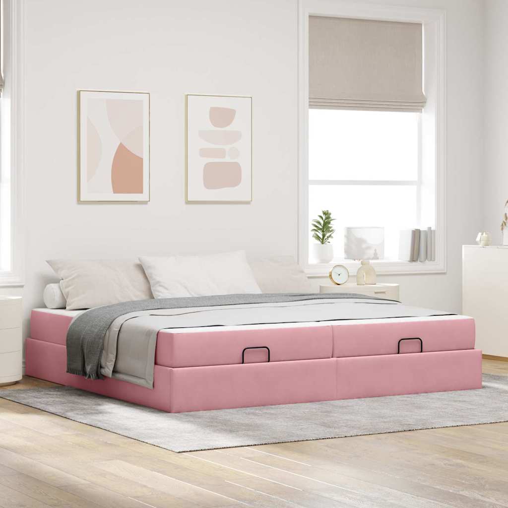 Estructura de cama con colchón 2 pcs Negro Terciopelo