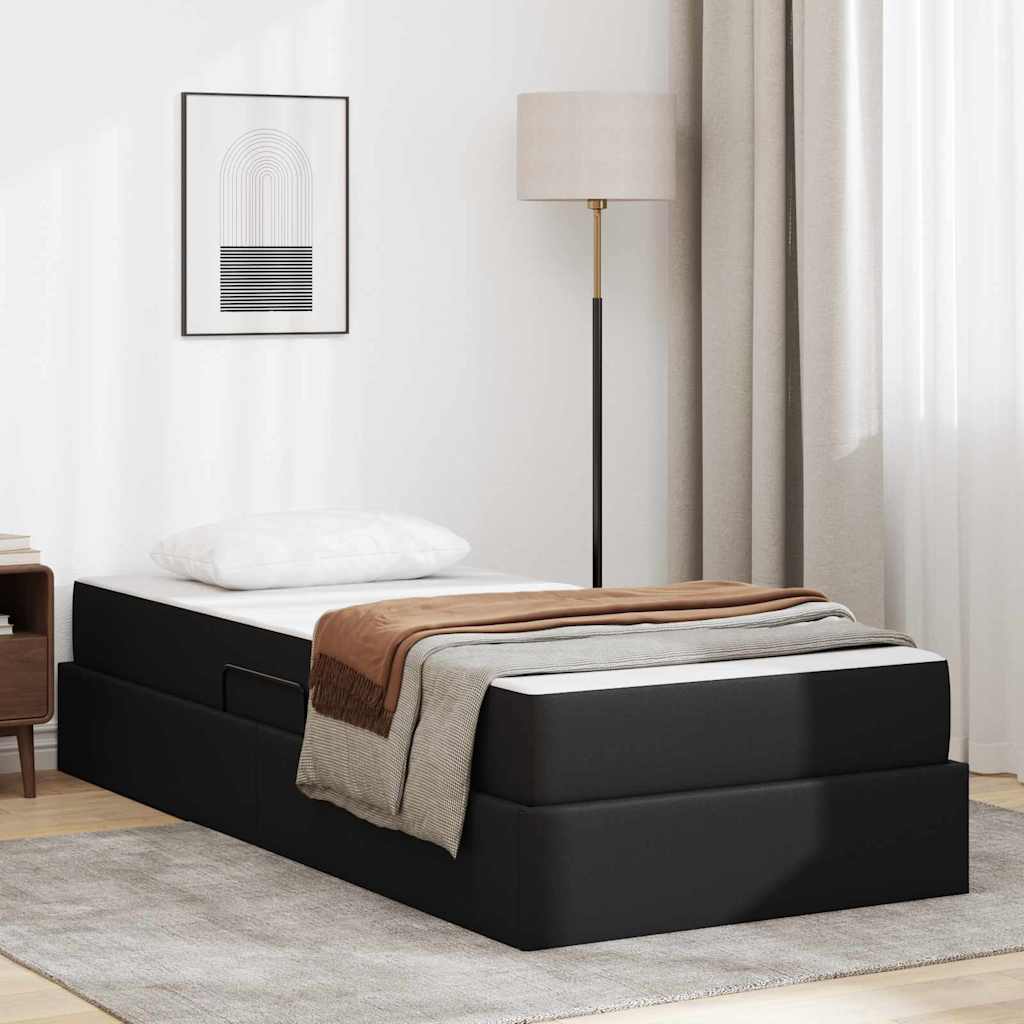 Cappuccino Leather 2 pcs Storage Bed with Mattress