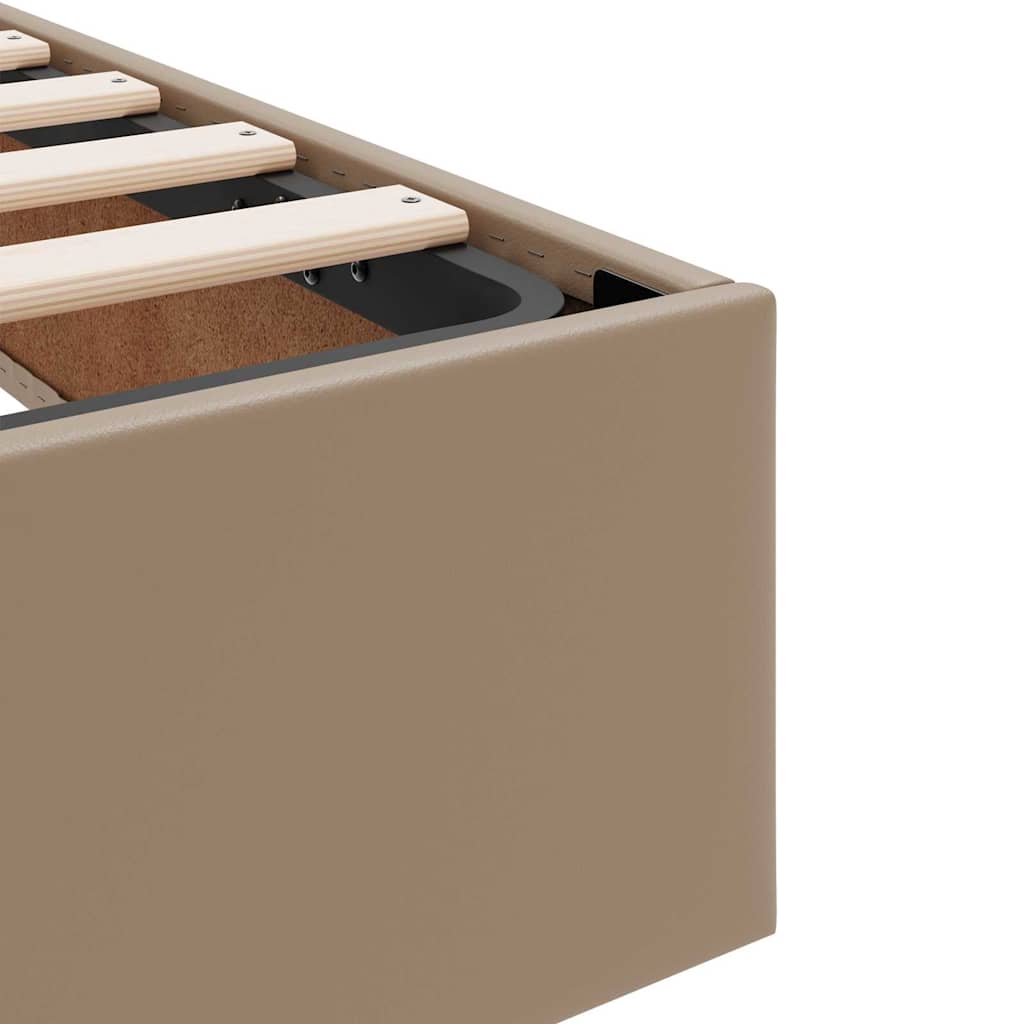 Cama con almacenamiento y colchón 2 pcs Capuchino Cuero