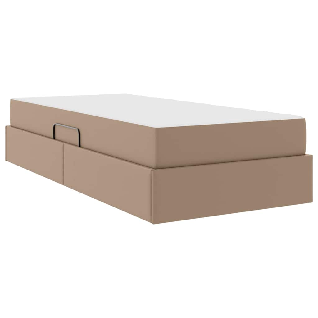 Cama con almacenamiento y colchón 2 pcs Capuchino Cuero