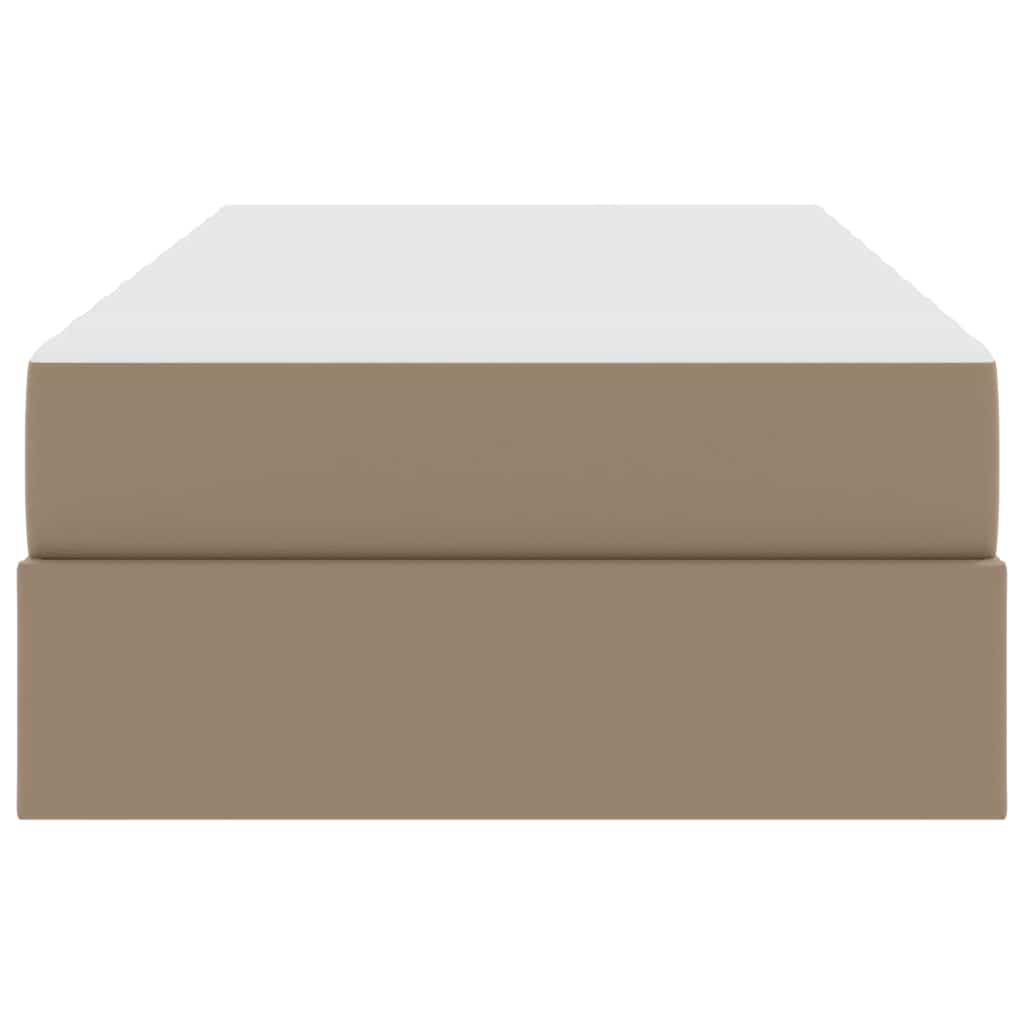 Cama con almacenamiento y colchón 2 pcs Capuchino Cuero