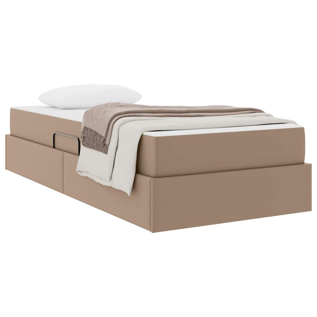 Cama con almacenamiento y colchón 2 pcs Capuchino Cuero