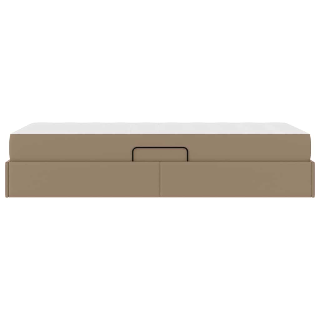 Cama con almacenamiento y colchón 2 pcs Capuchino Cuero