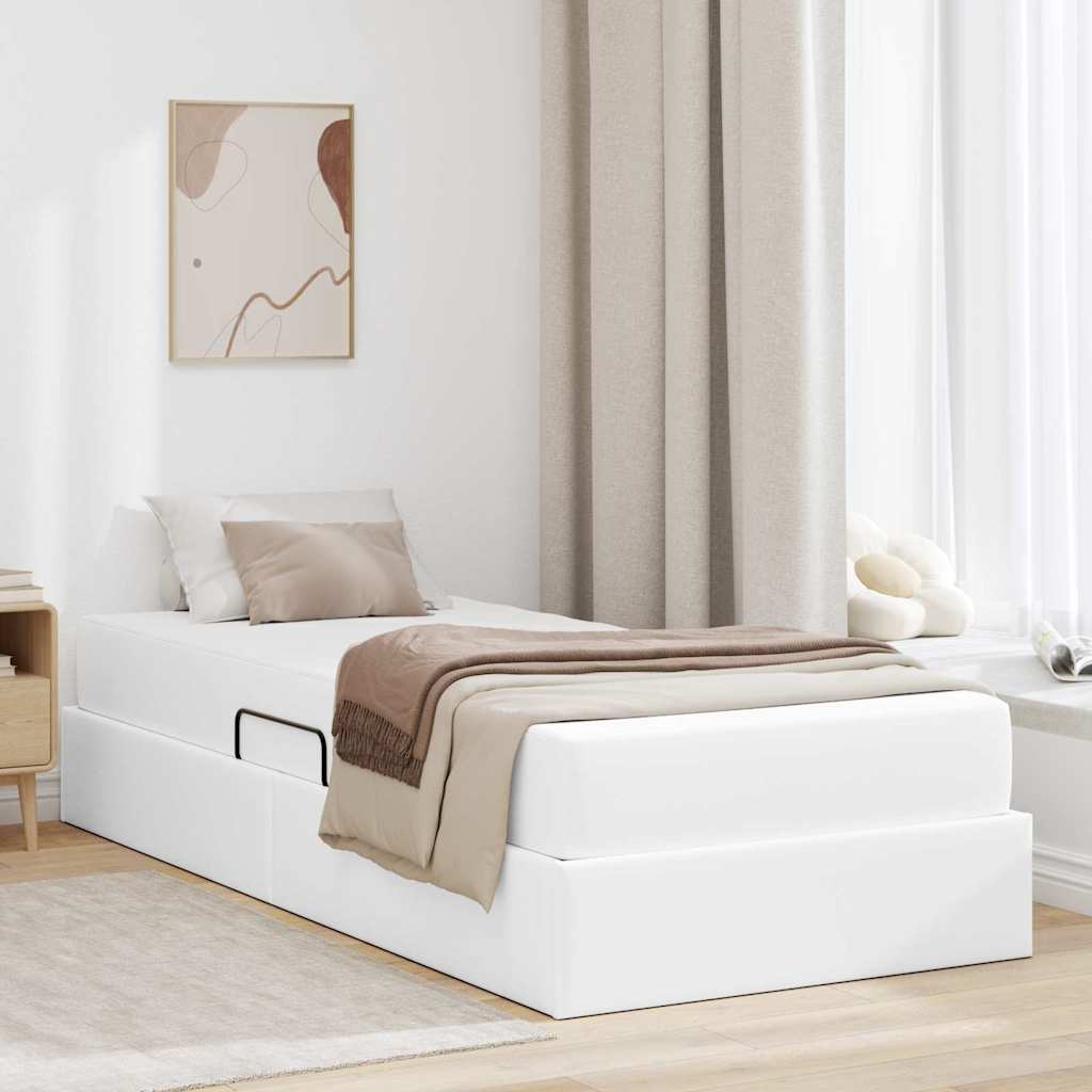 Cappuccino Leather 2 pcs Storage Bed with Mattress