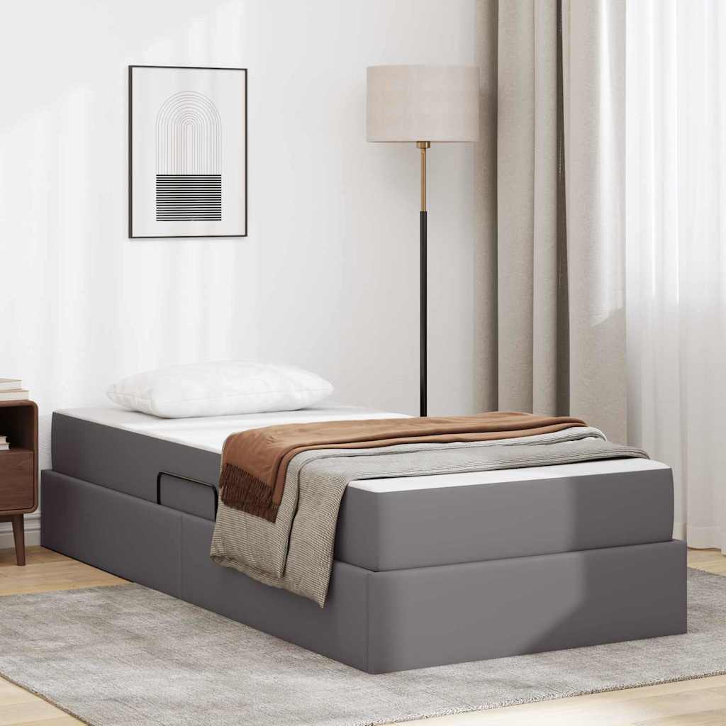 Cappuccino Leather 2 pcs Storage Bed with Mattress