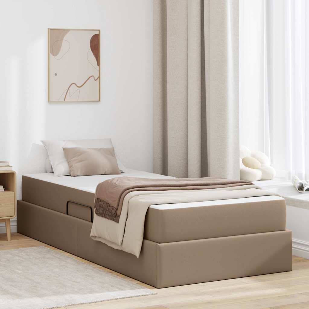 Cappuccino Leather 2 pcs Storage Bed with Mattress