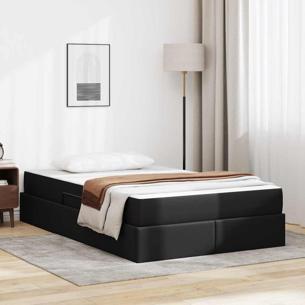 Cappuccino Leather 2 pcs Storage Bed with Mattress