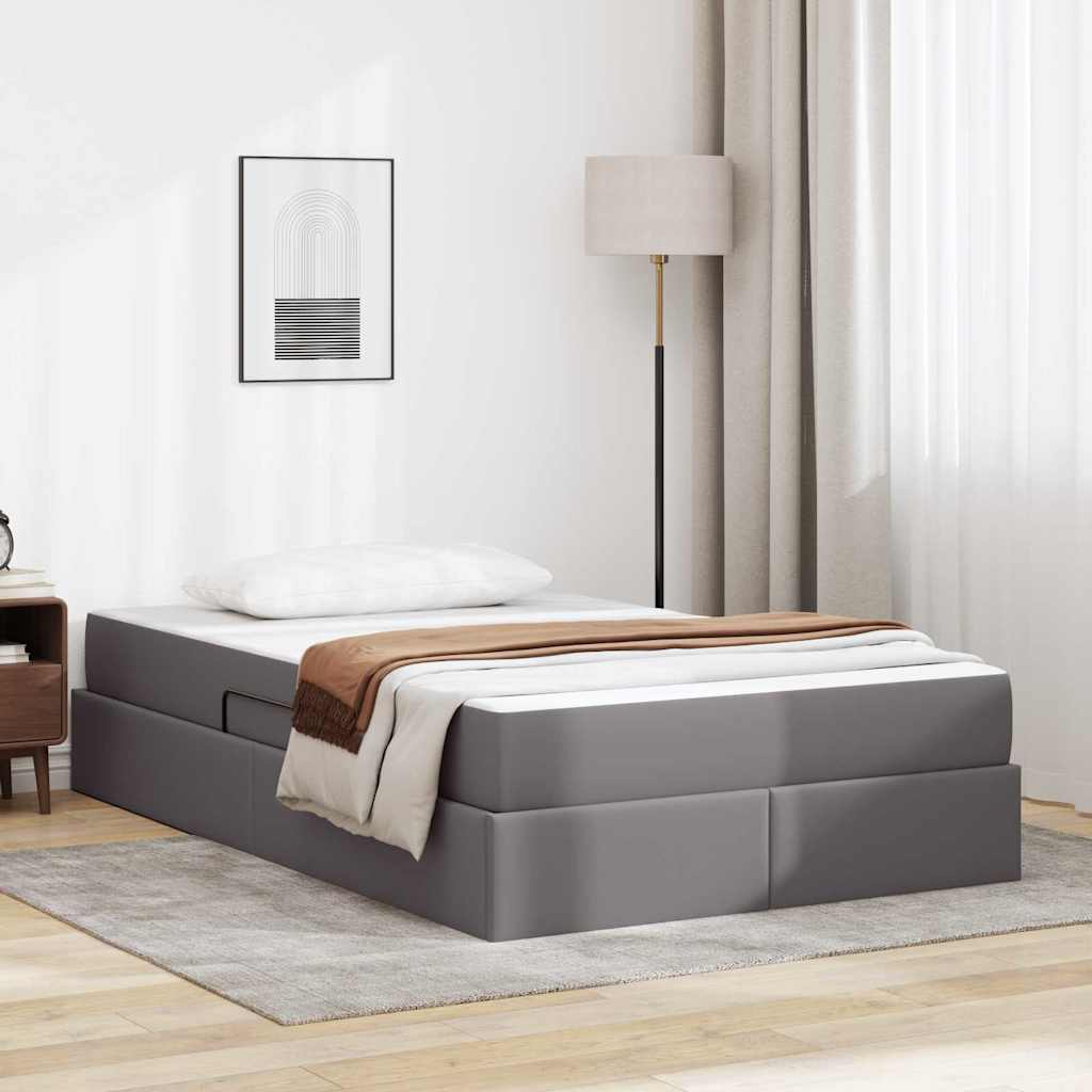 Cappuccino Leather 2 pcs Storage Bed with Mattress