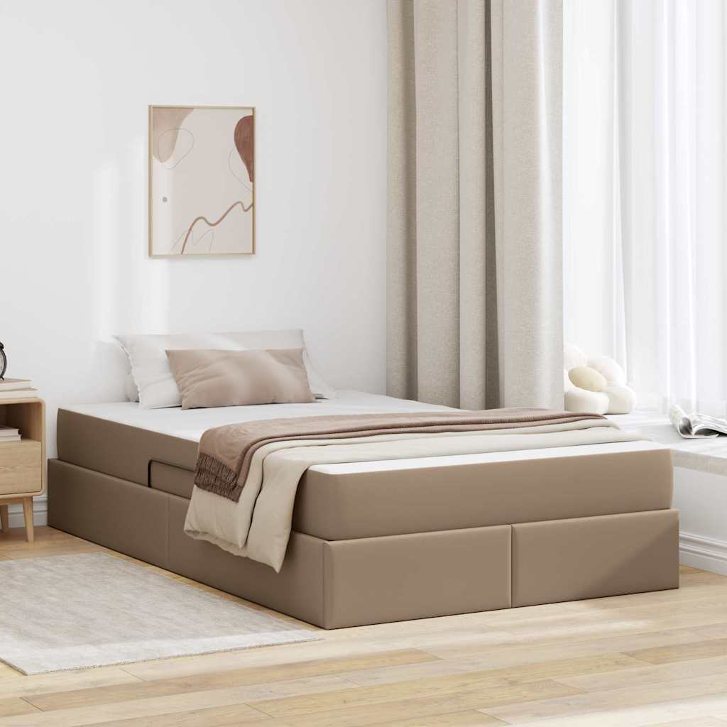 Cappuccino Leather 2 pcs Storage Bed with Mattress