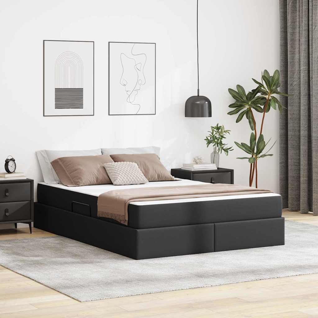 Cappuccino Leather 2 pcs Storage Bed with Mattress