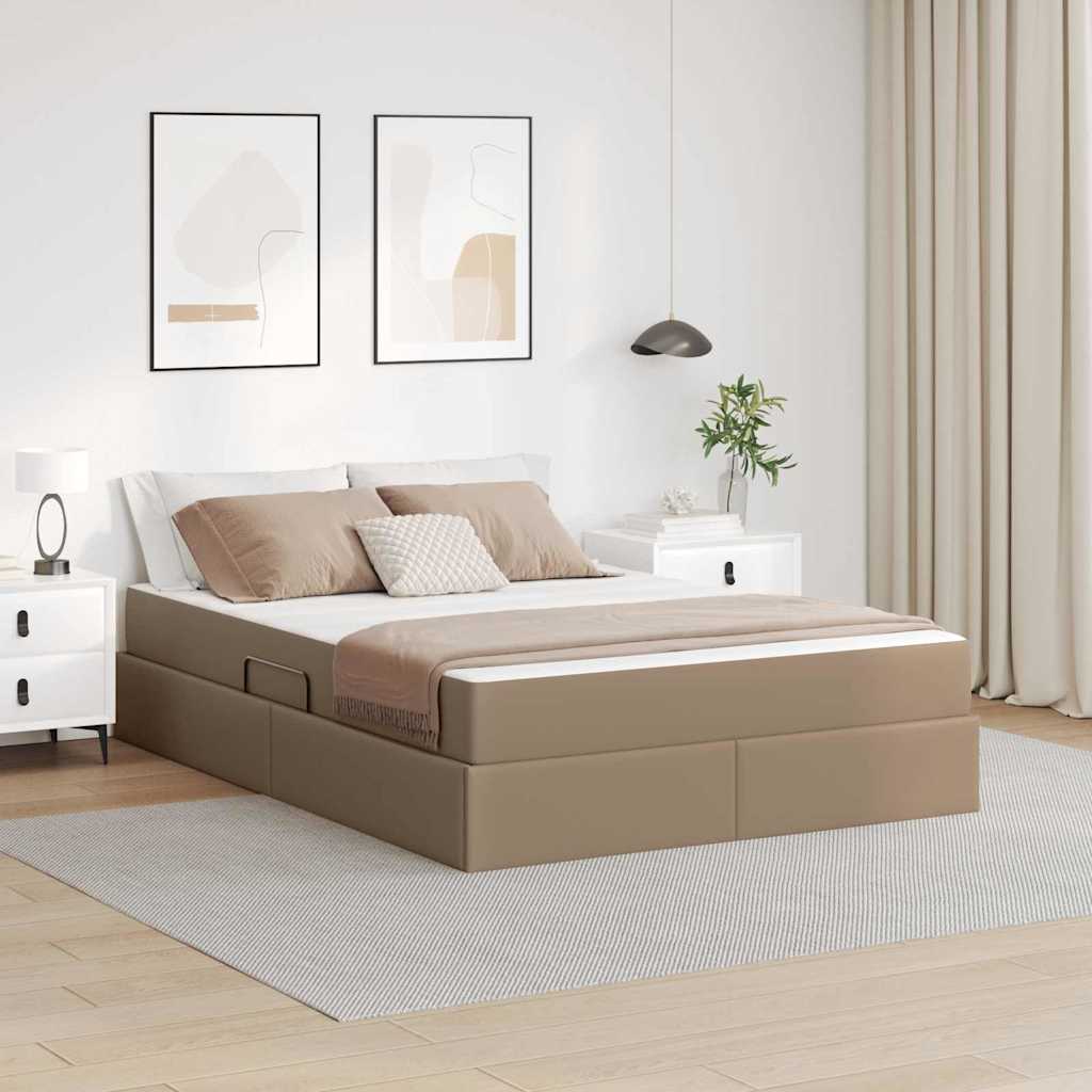 Cappuccino Leather 2 pcs Storage Bed with Mattress