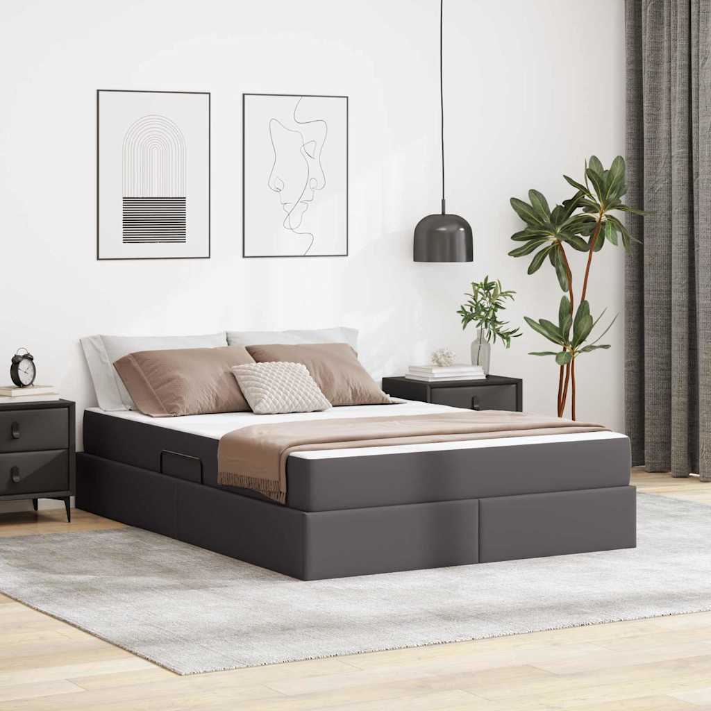 Cappuccino Leather 2 pcs Storage Bed with Mattress