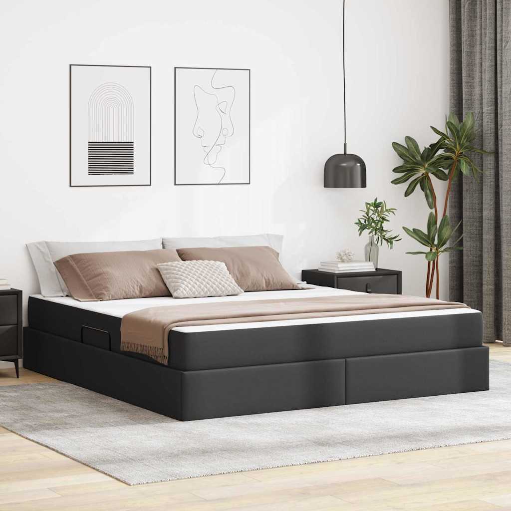 Cappuccino Leather 2 pcs Storage Bed with Mattress