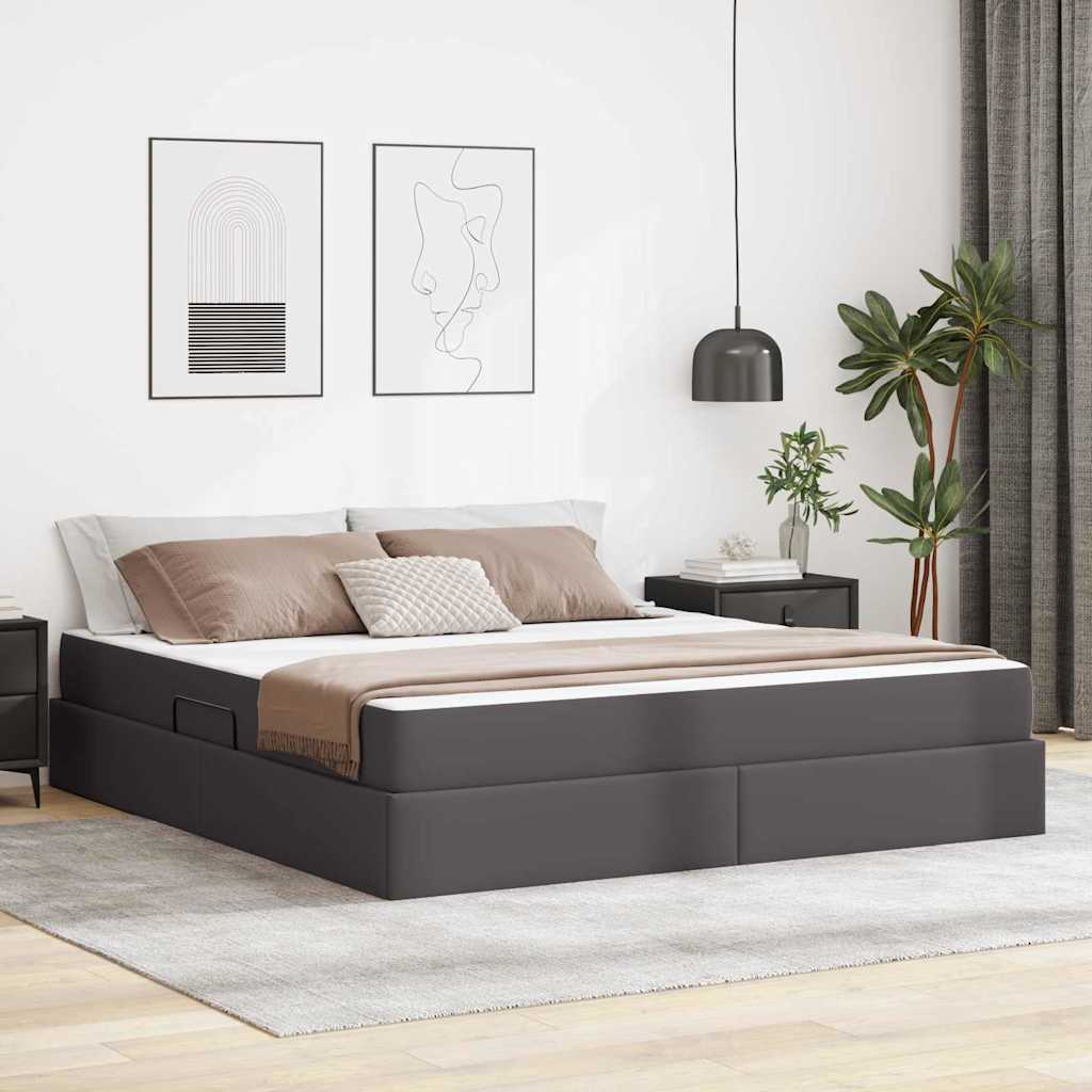 Cappuccino Leather 2 pcs Storage Bed with Mattress