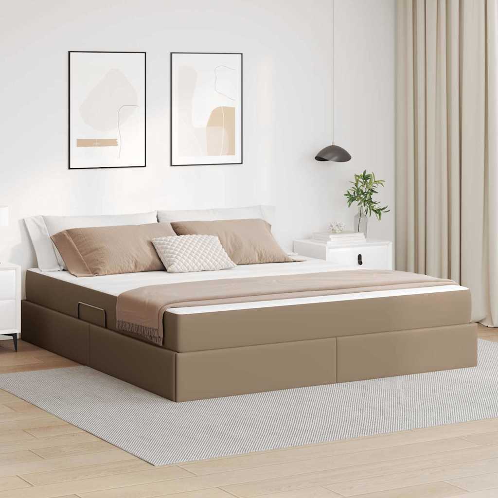 Cappuccino Leather 2 pcs Storage Bed with Mattress