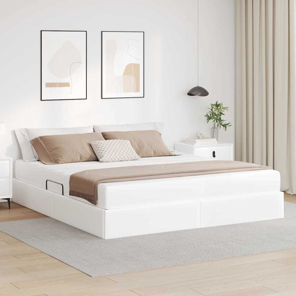 Cappuccino Leather 2 pcs Storage Bed with Mattress