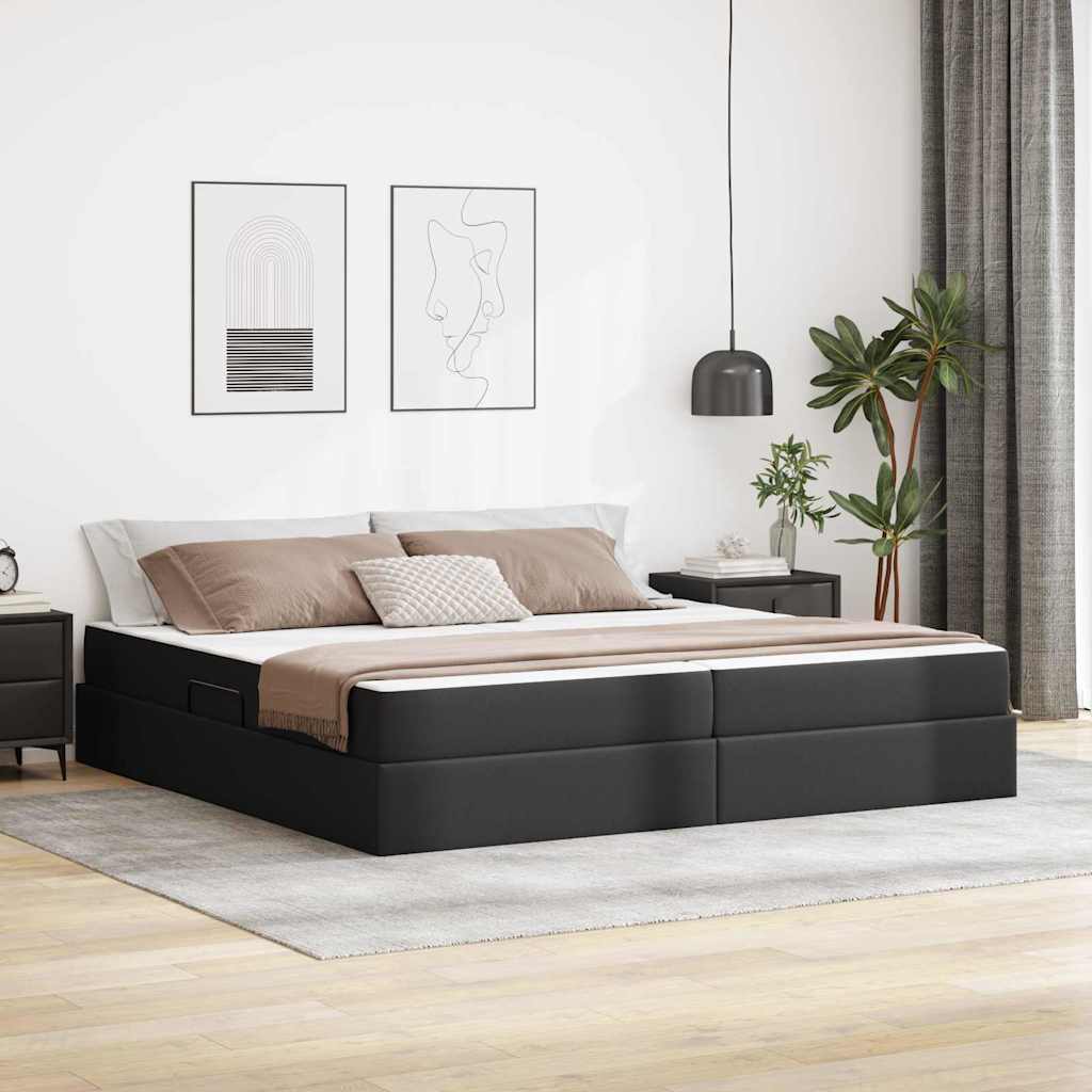 Cappuccino Leather 2 pcs Storage Bed with Mattress