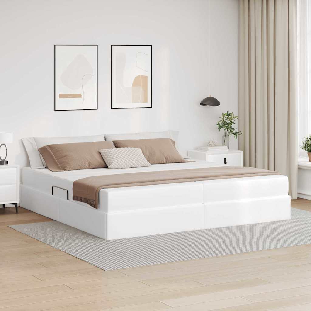Cappuccino Leather 2 pcs Storage Bed with Mattress