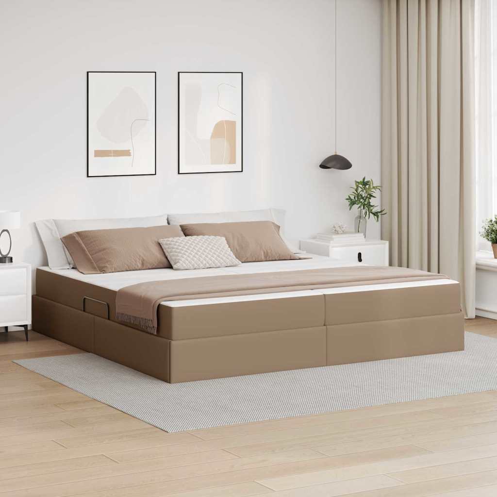 Cappuccino Leather 2 pcs Storage Bed with Mattress