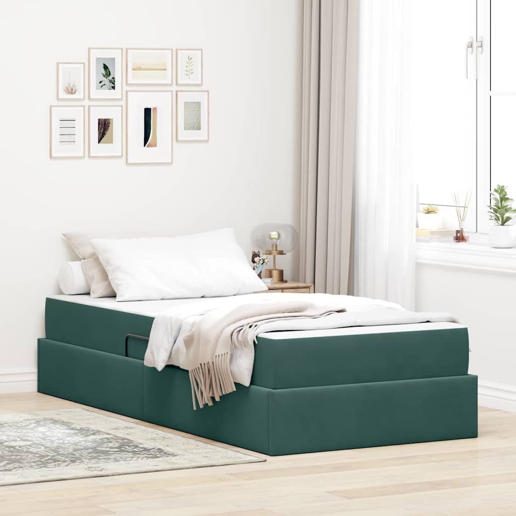 Cama con almacenamiento y colchón Azul 120 x 190 cm Terciopelo