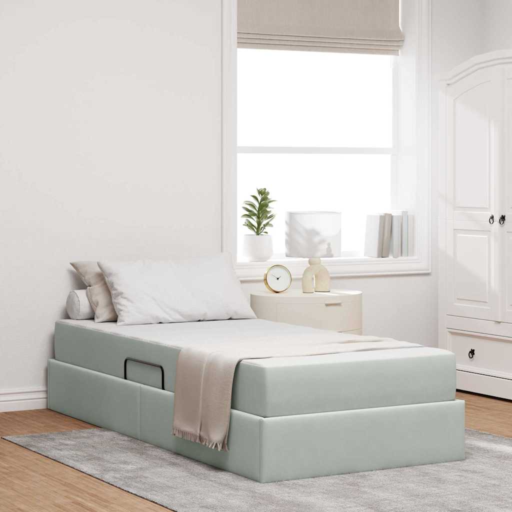 Cama con almacenamiento y colchón Azul 120 x 190 cm Terciopelo