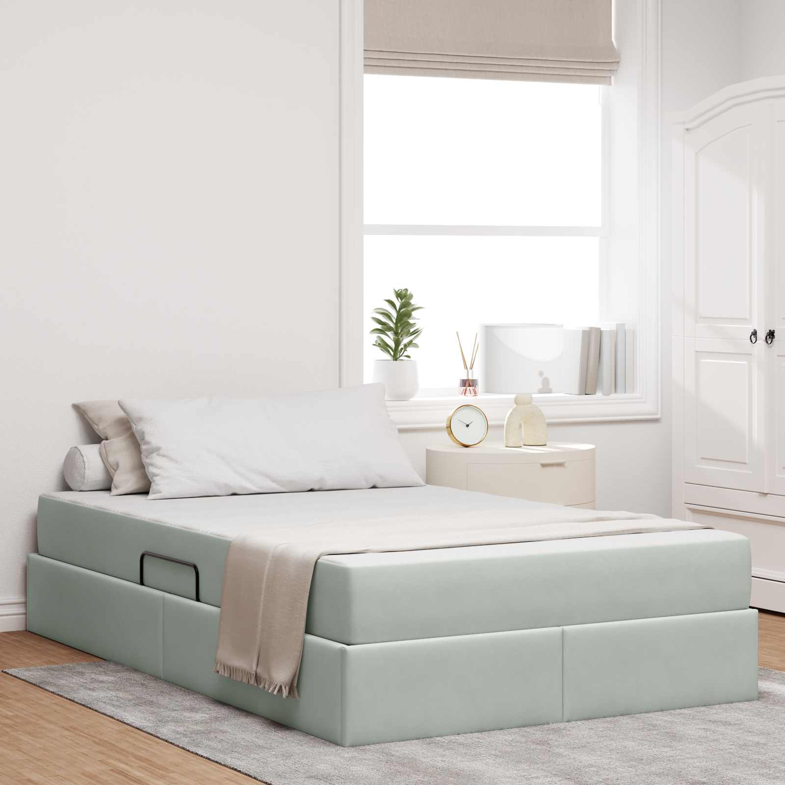Cama con almacenamiento y colchón Azul 120 x 190 cm Terciopelo