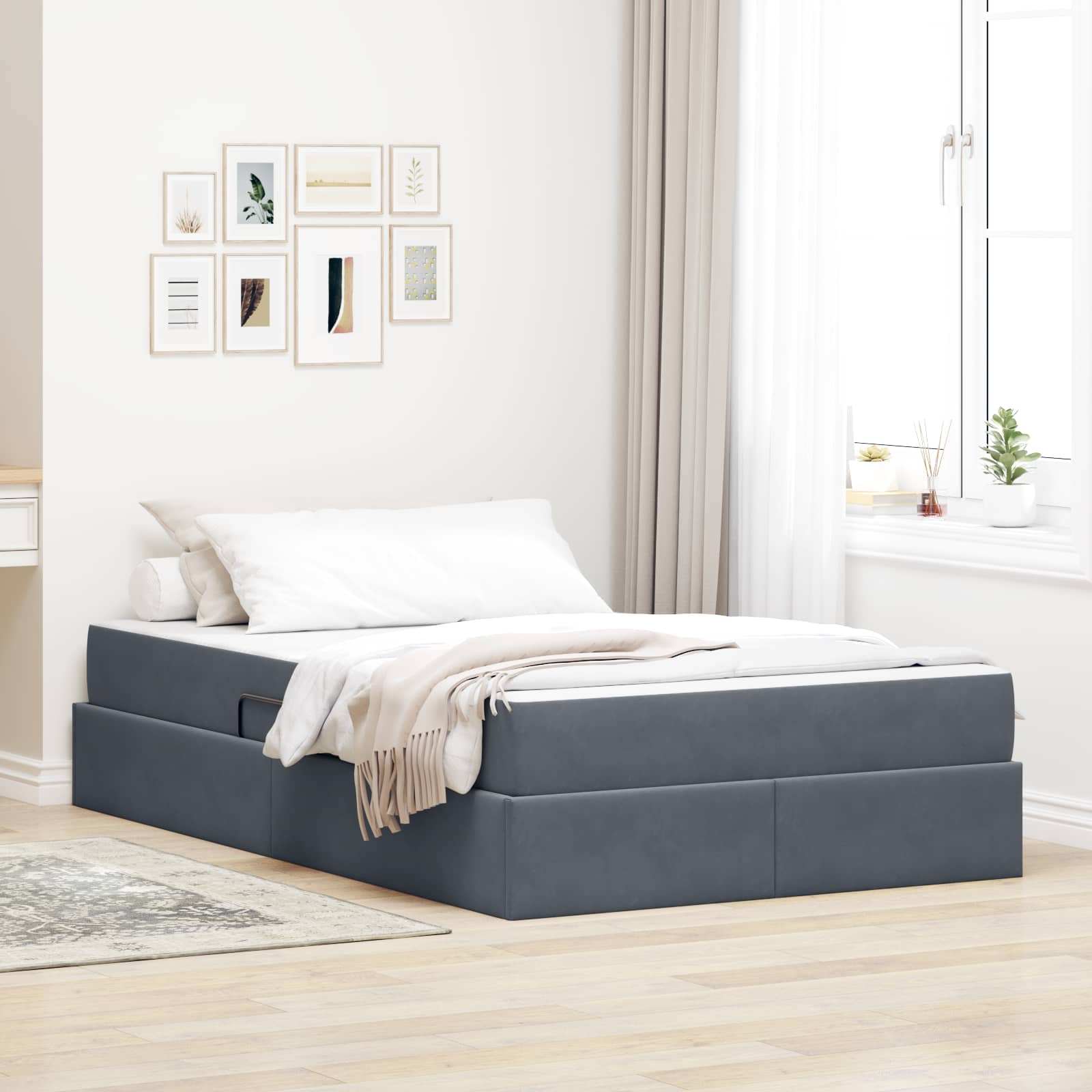 Cama con almacenamiento y colchón Azul 120 x 190 cm Terciopelo