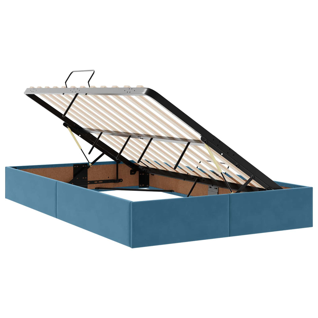 Cama con almacenamiento y colchón Azul 120 x 190 cm Terciopelo