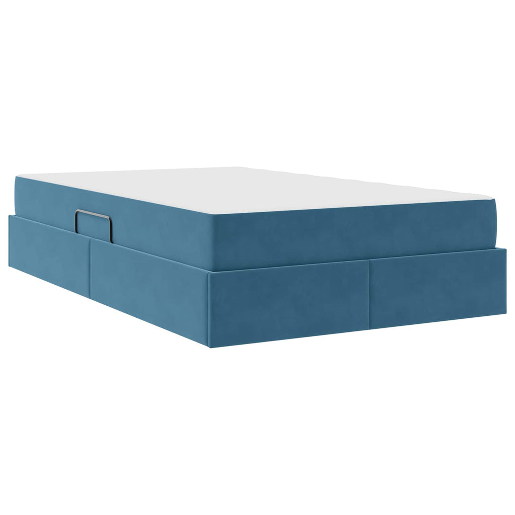 Cama con almacenamiento y colchón Azul 120 x 190 cm Terciopelo