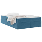 Cama con almacenamiento y colchón Azul 120 x 190 cm Terciopelo
