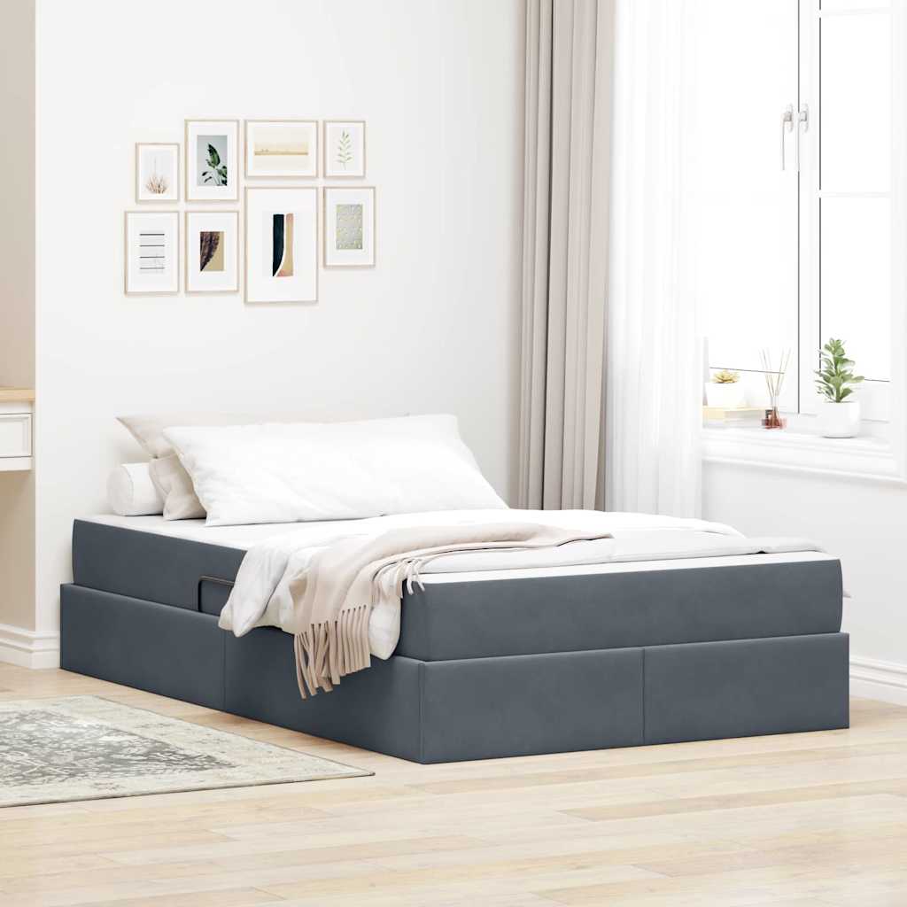 Cama con almacenamiento y colchón Azul 120 x 190 cm Terciopelo