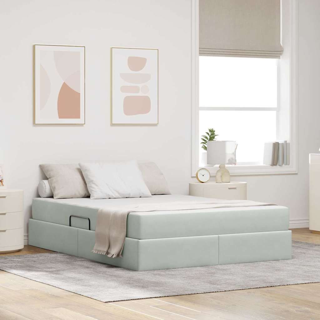 Cama con almacenamiento y colchón Azul 120 x 190 cm Terciopelo