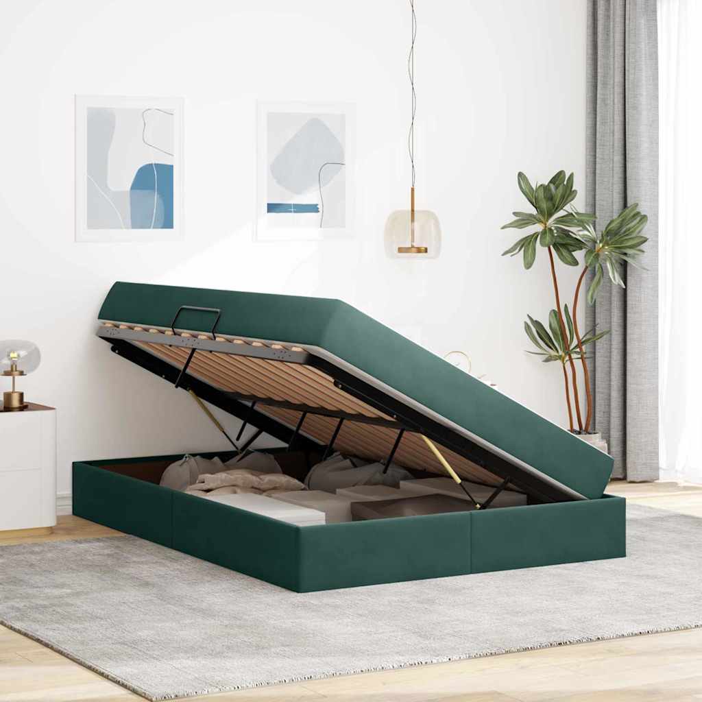 Cama con almacenamiento y colchón Azul 120 x 190 cm Terciopelo