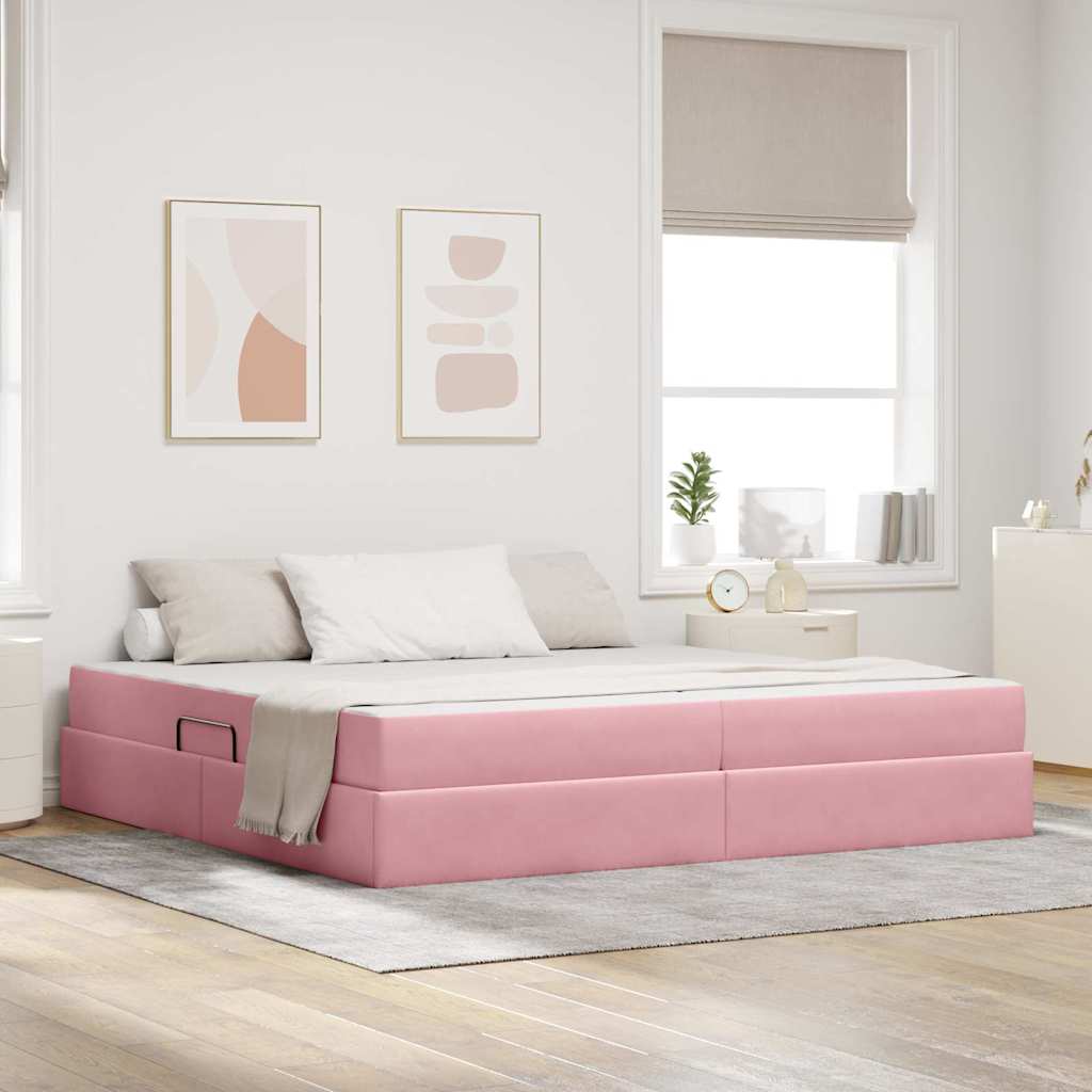 Cama con almacenamiento y colchón Azul 120 x 190 cm Terciopelo