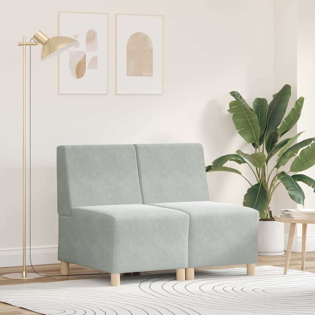 Unidad de Sofá Modular sin Brazos 2 pcs Gris Claro