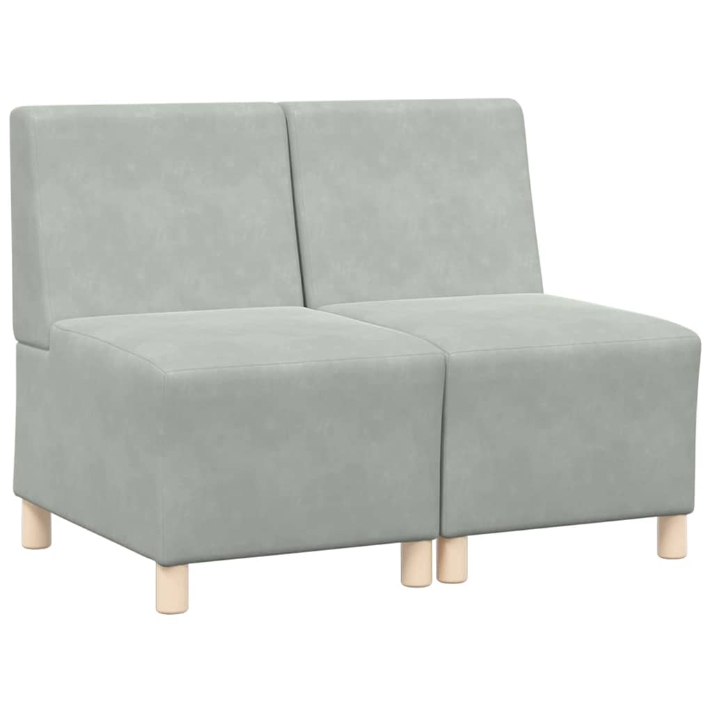 Unidad de Sofá Modular sin Brazos 2 pcs Gris Claro
