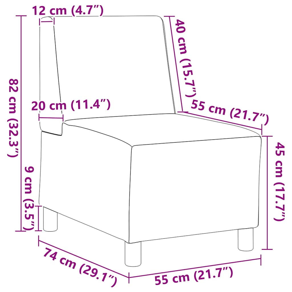 Unidad de Sofá Modular sin Brazos 2 pcs Gris Claro